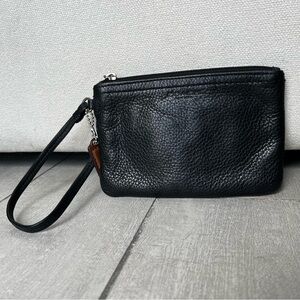 VINTAGE COACH Park Medium Wristlet Pouchette Bag Black Pebbled Leather EUC